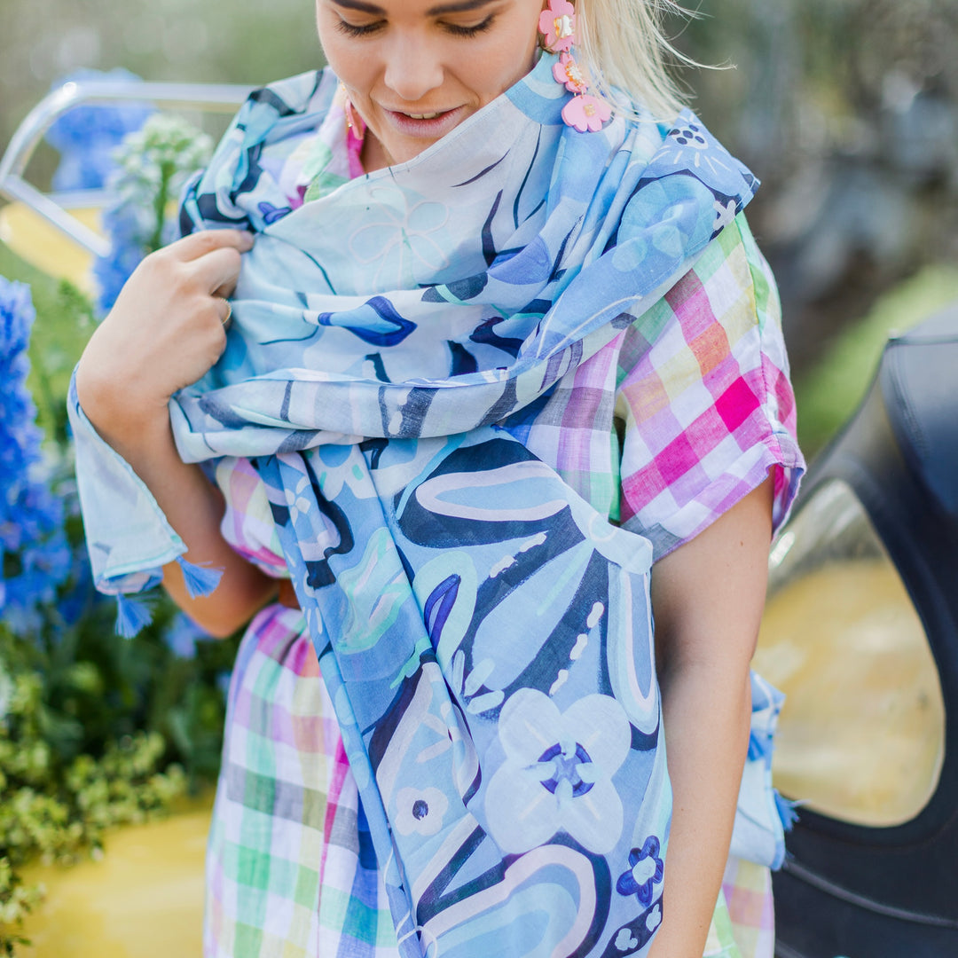 Belleflower Light Cotton Scarf - Greenwood Designs x Isobell&Co Collection